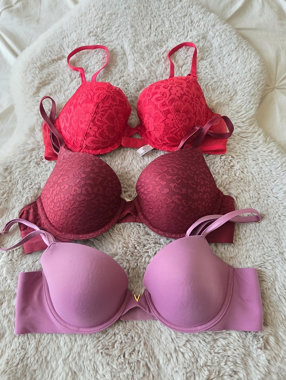3 Victoria’s Secret Bras, Lightly Lined, VS & PINK